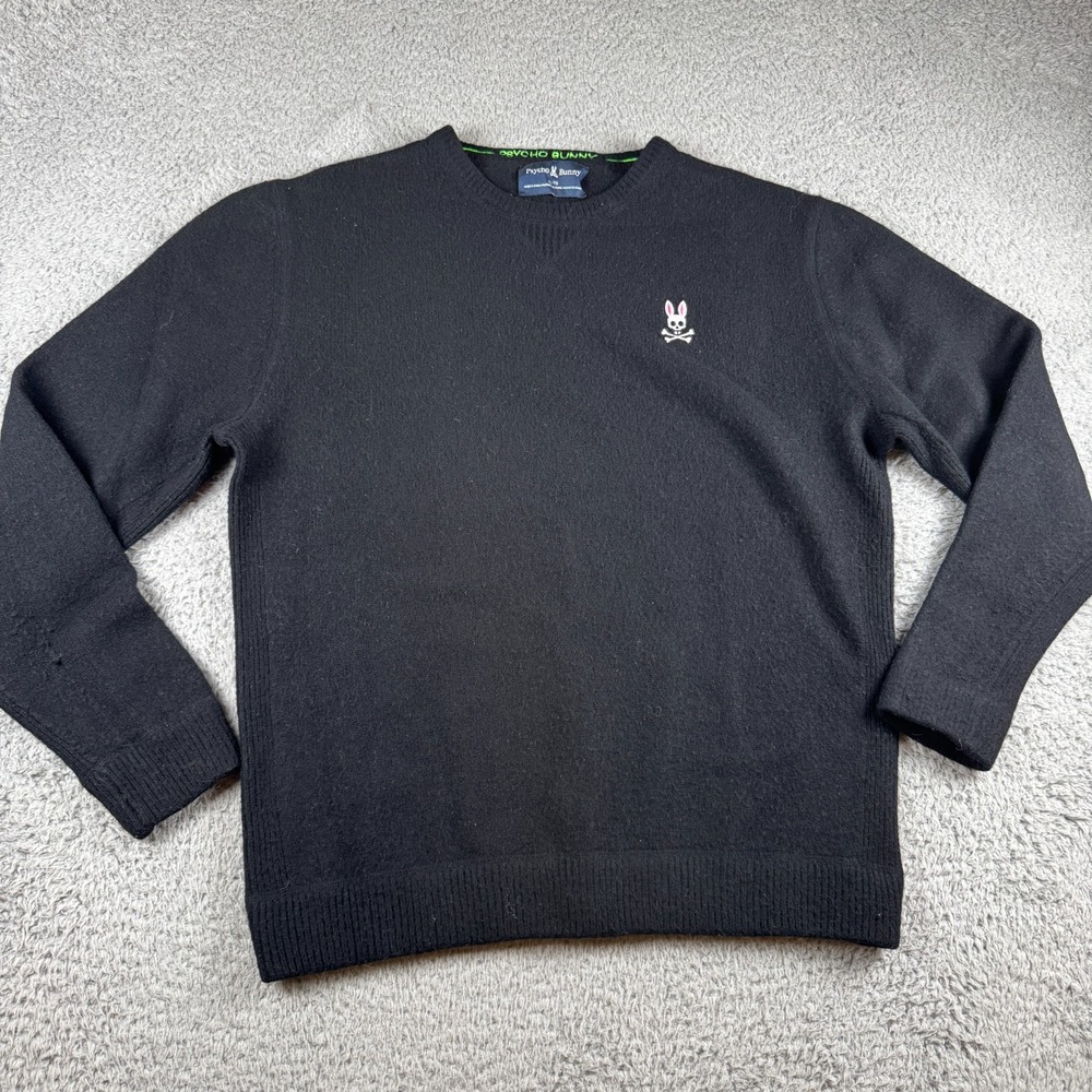 Psycho Bunny Sweater Mens XL Wool‎ Cashmere Blend Black Outdoors